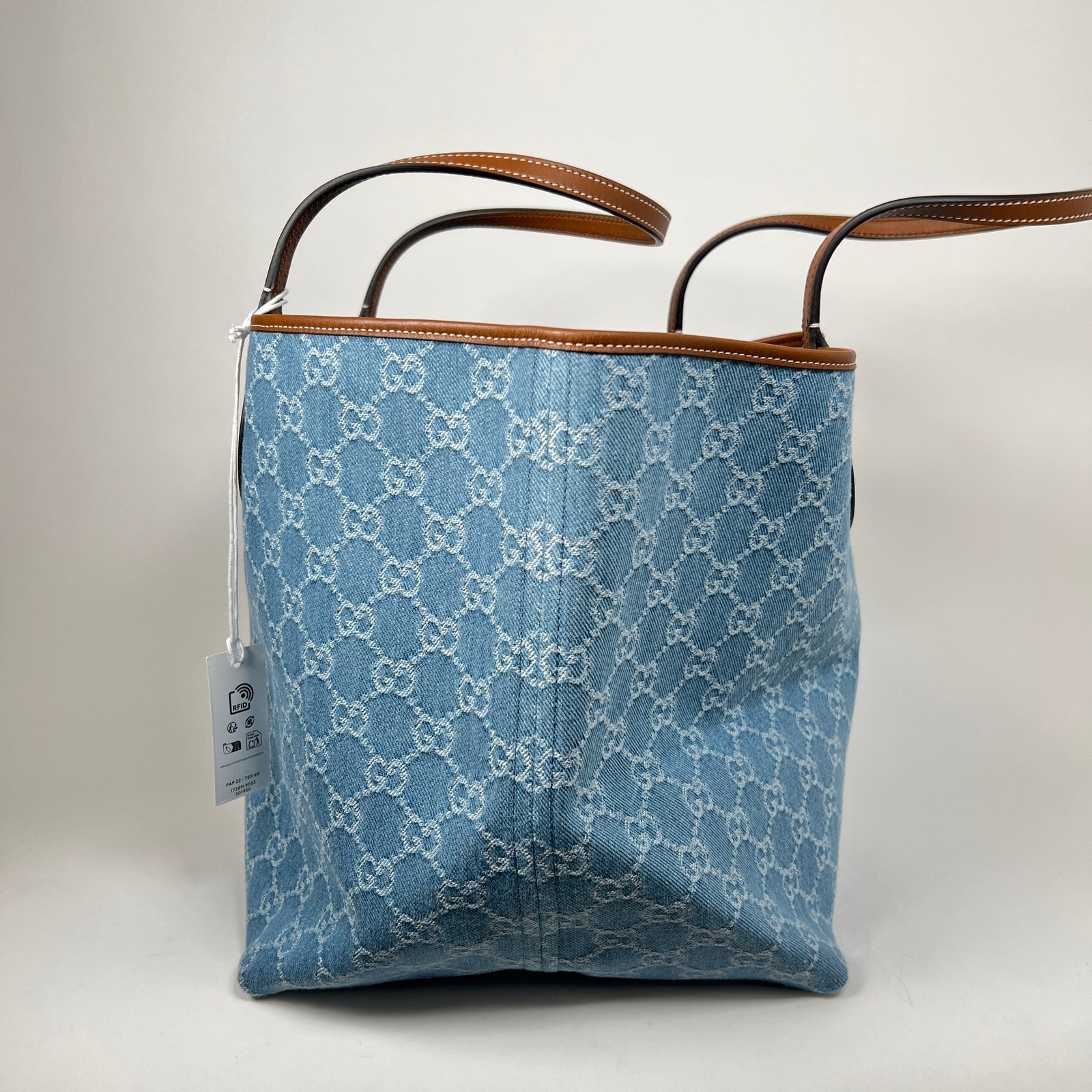Gucci Blue Denim Totissima GG Large Tote Bag