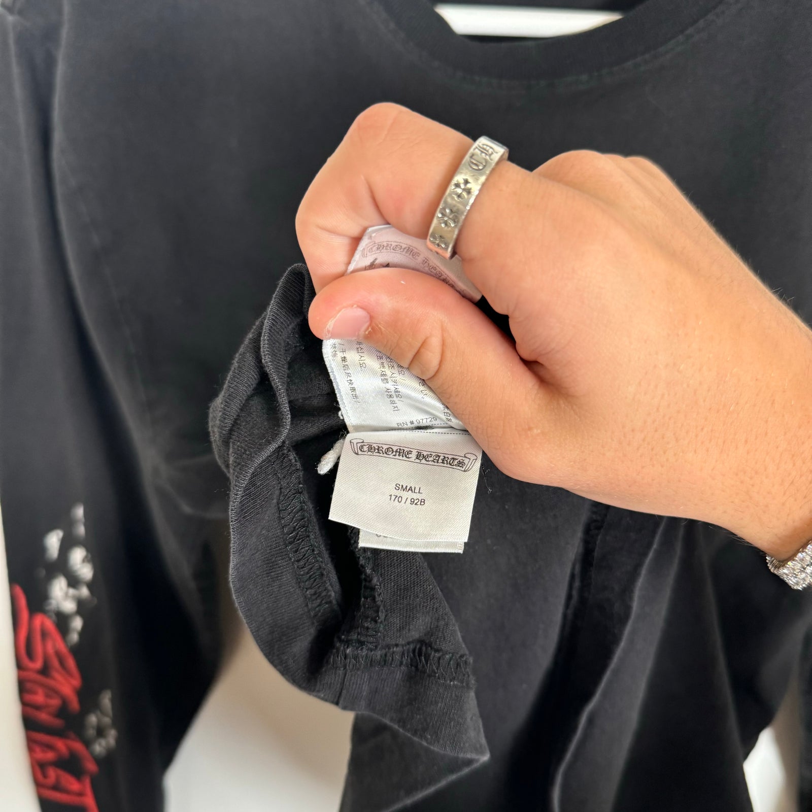 Chrome Hearts Matty Boy Black Stay Fast LS Tee Size S