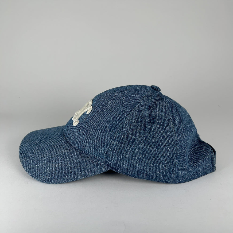 Celine Triomphe Logo Denim Hat