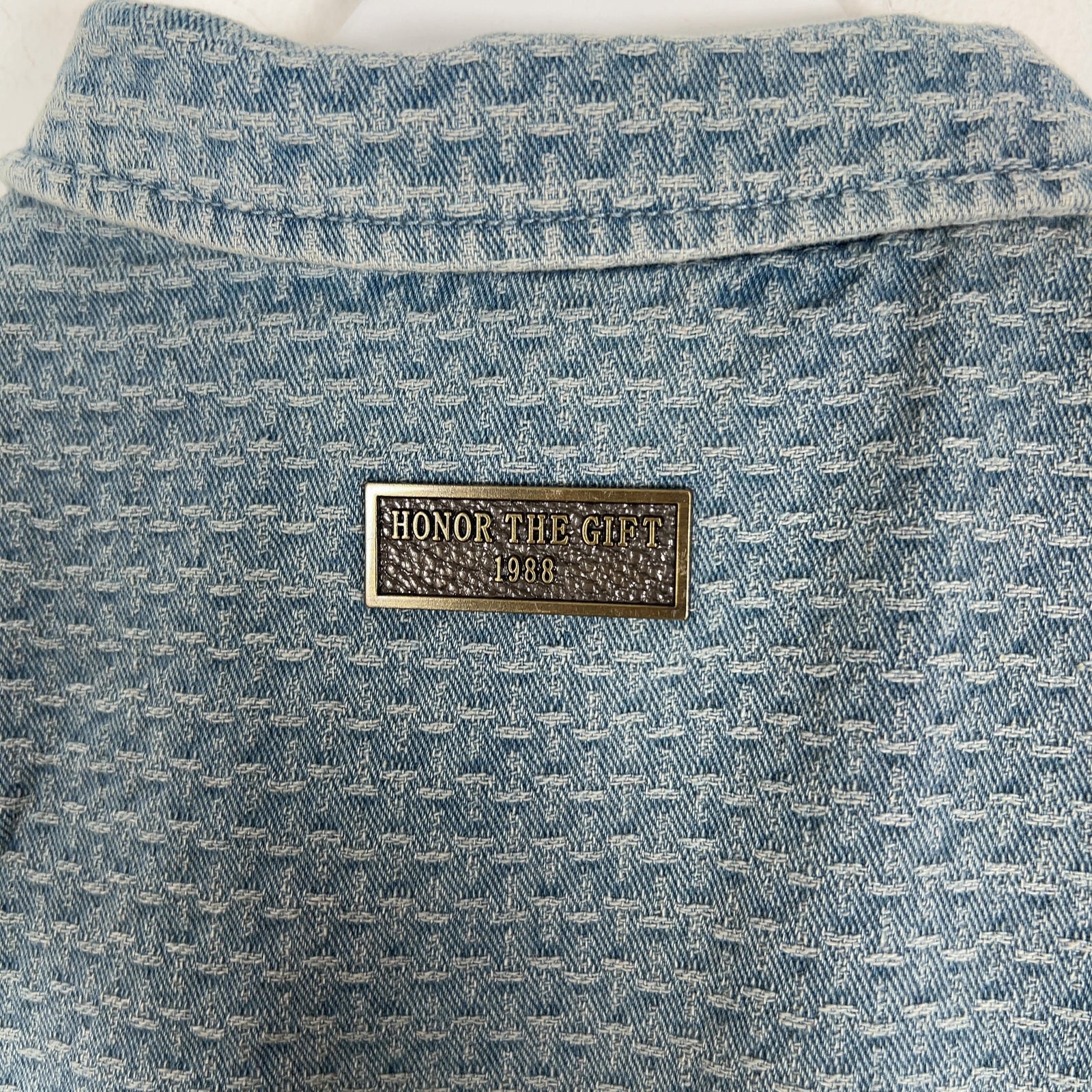 Honor The Gift Cross Stitch Zip Up Shortsleeve Denim Jacket