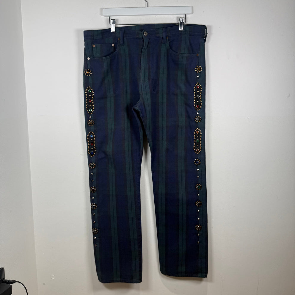 Kapital Plaid Blue/Green Gem Pants Size 38