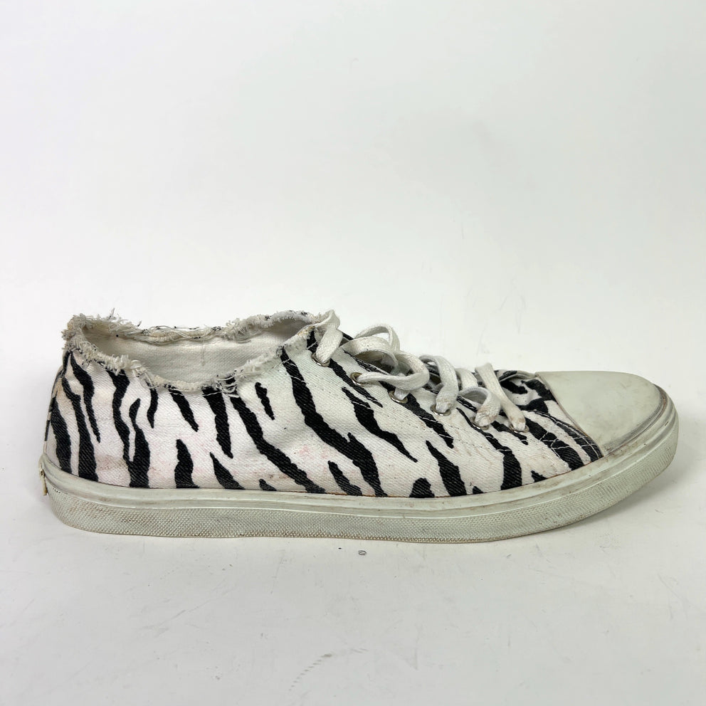 Saint Laurent Paris Bedford Zebra Distressed Sneakers