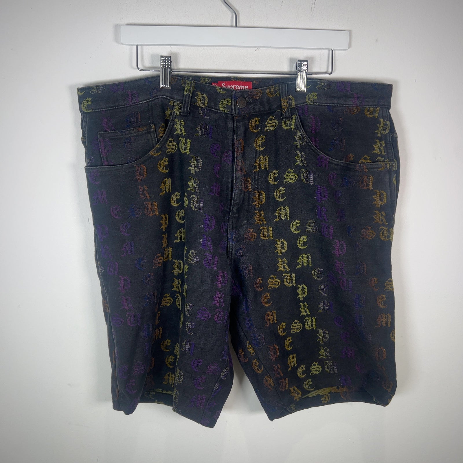 Supreme Gradient Old English Logo Denim Shorts