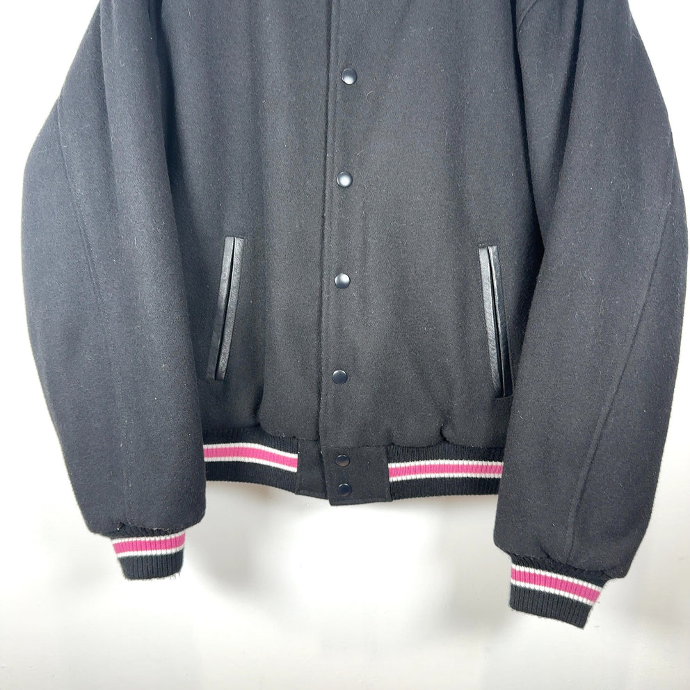 Stussy 'Talk Melton' Striped Varsity Jacket