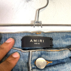 Amiri Clay Indigo Applique Logo Denim Jeans