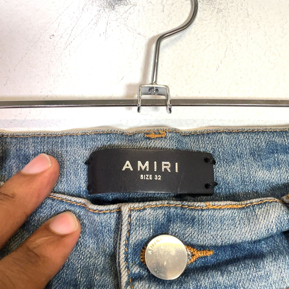 Amiri Clay Indigo Applique Logo Denim Jeans