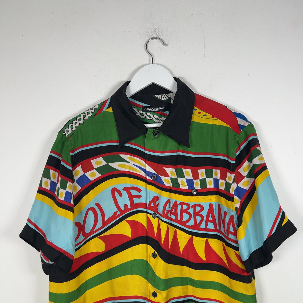 Dolce & Gabbana Carretto Printed Multi Color Silk Shirt