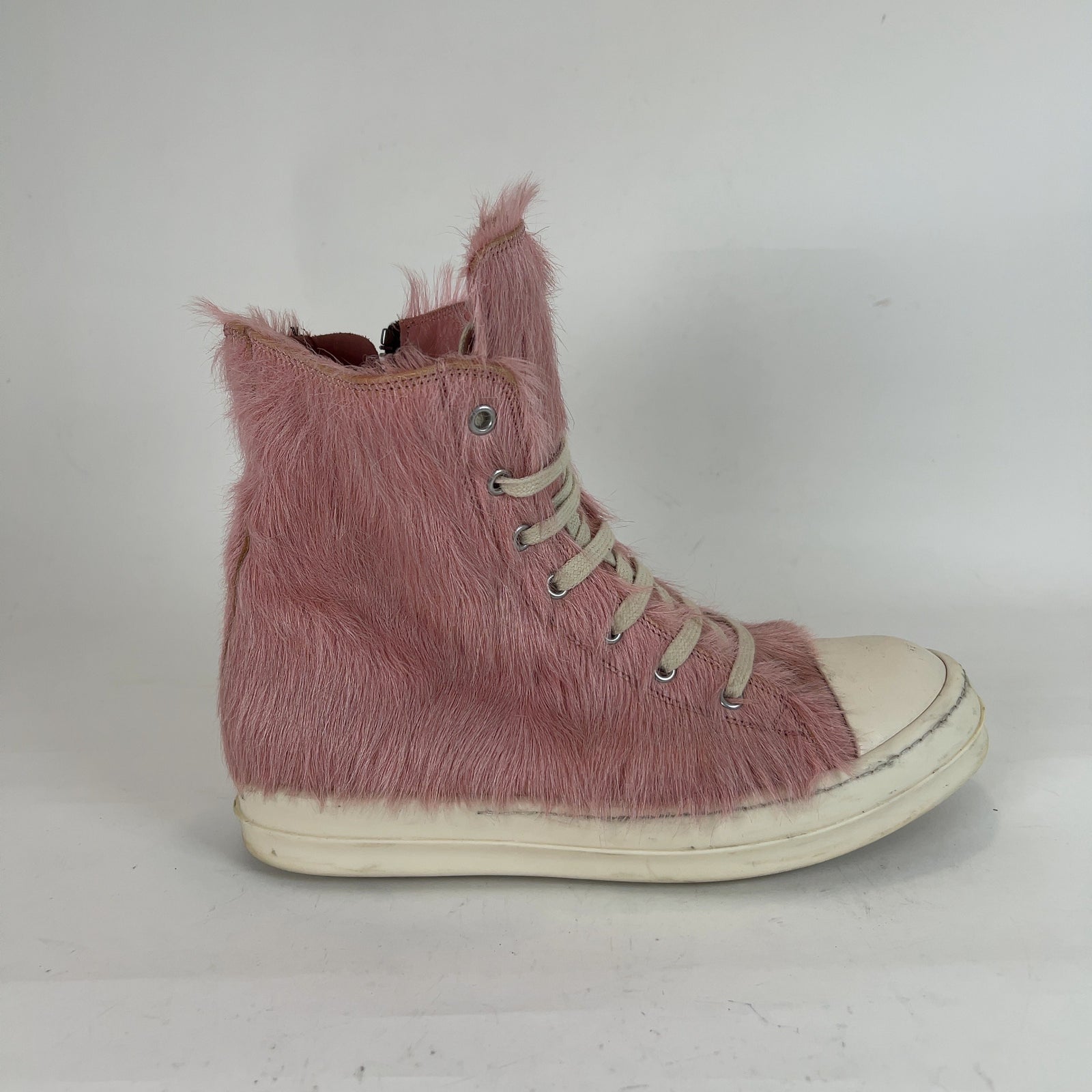 Rick Owens Pink Ponyhair High-Top Ramones
