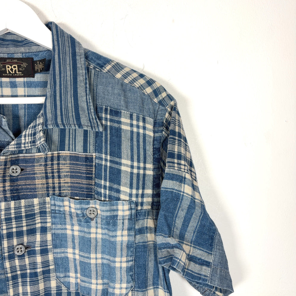 RRL Indigo Patchwork Camp Shirt