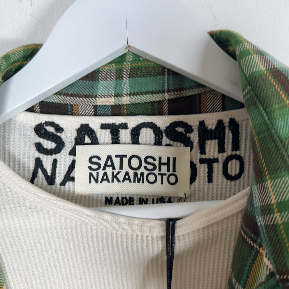 Satoshi Nakamoto Bender Cut Off Flannel Plaid Green