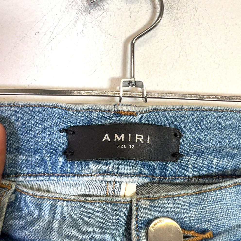 Amiri Light Indigo Biker Art Patch Denim Jeans