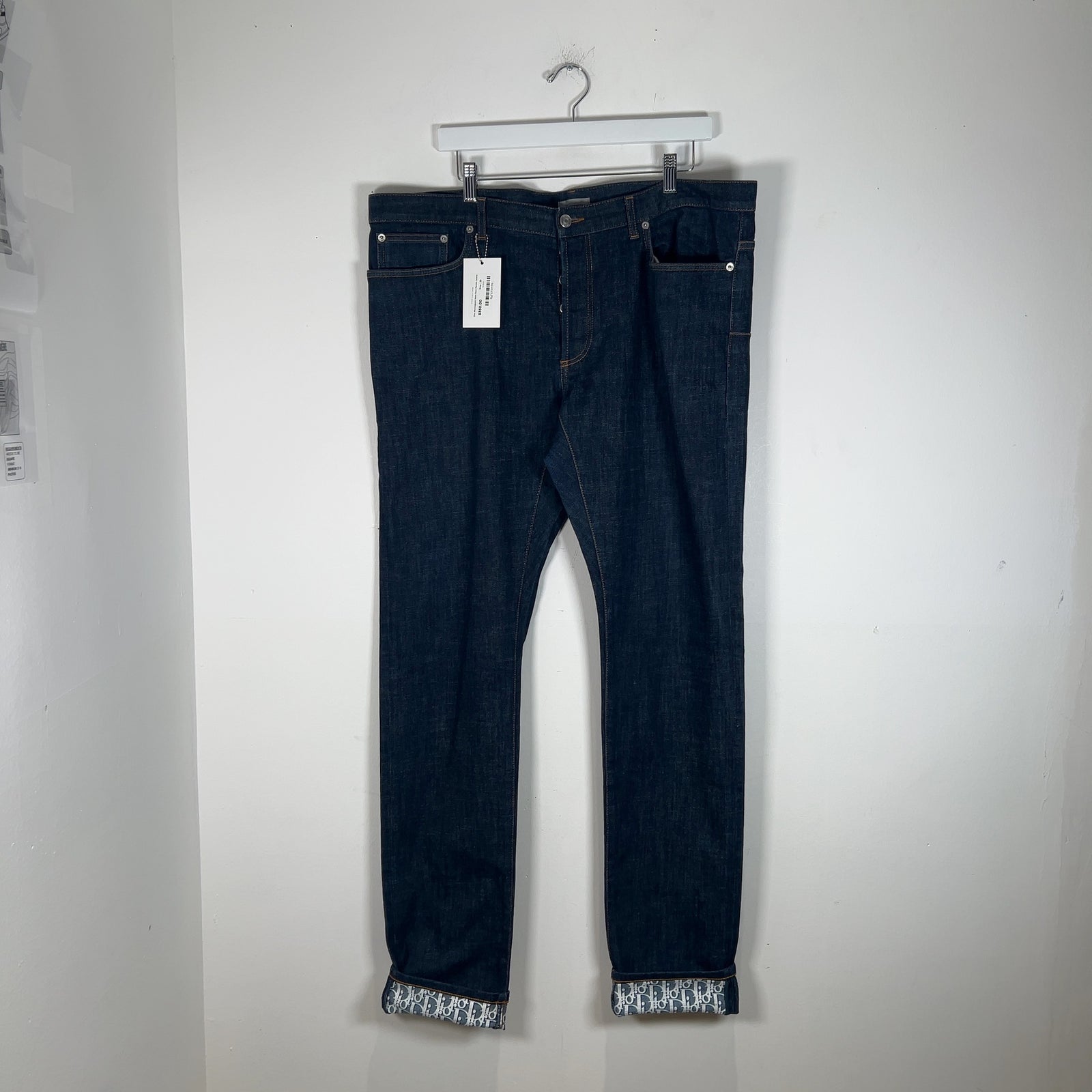 Dior Monogram Hem Raw Denim Jeans