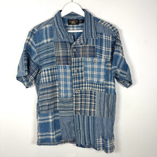RRL Indigo Patchwork Camp Shirt