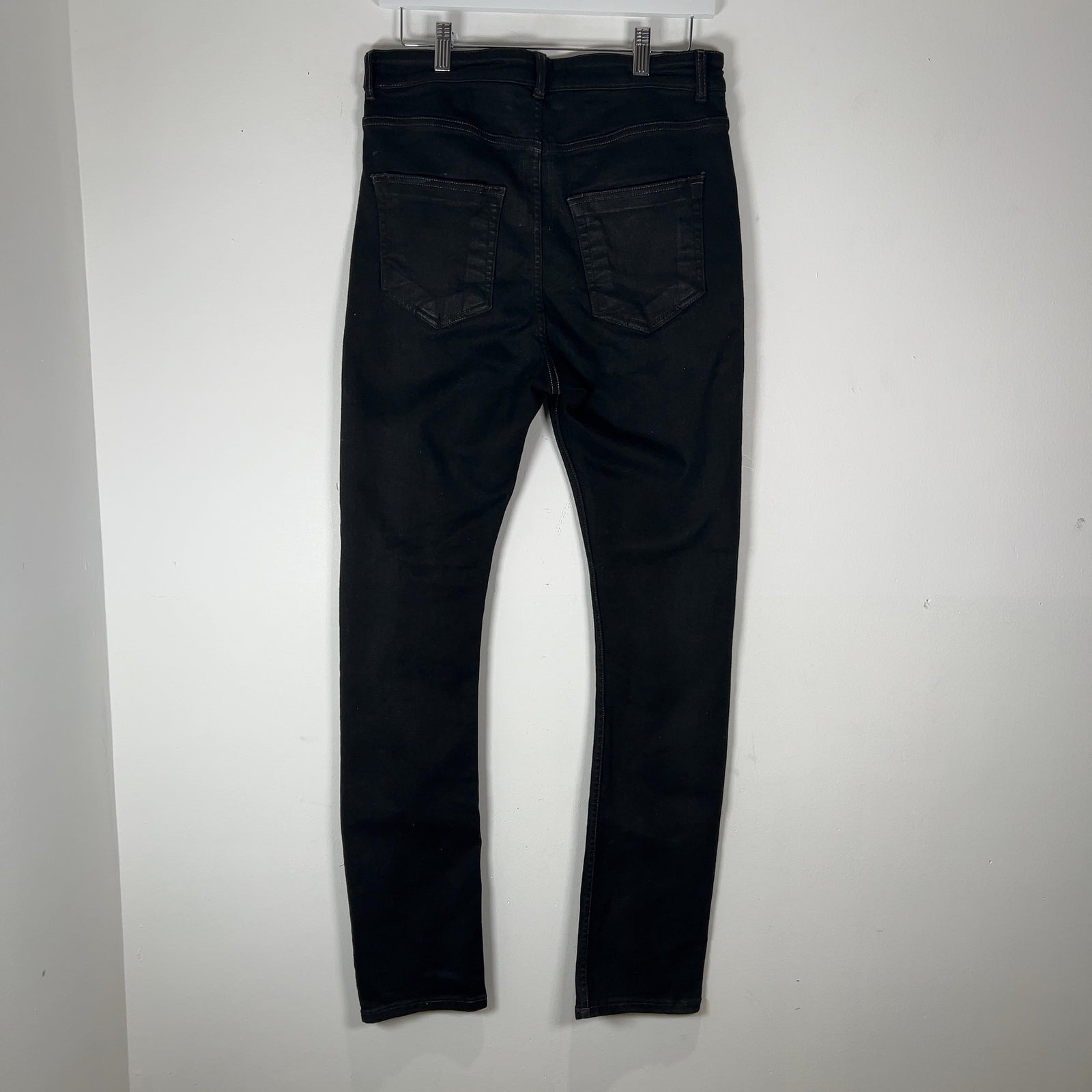 Rick Owens Black Waxed Skinny Detroit Cut Jeans Size 29