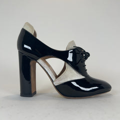 Valentino Patent Leather & Velour Lace-Up Heels