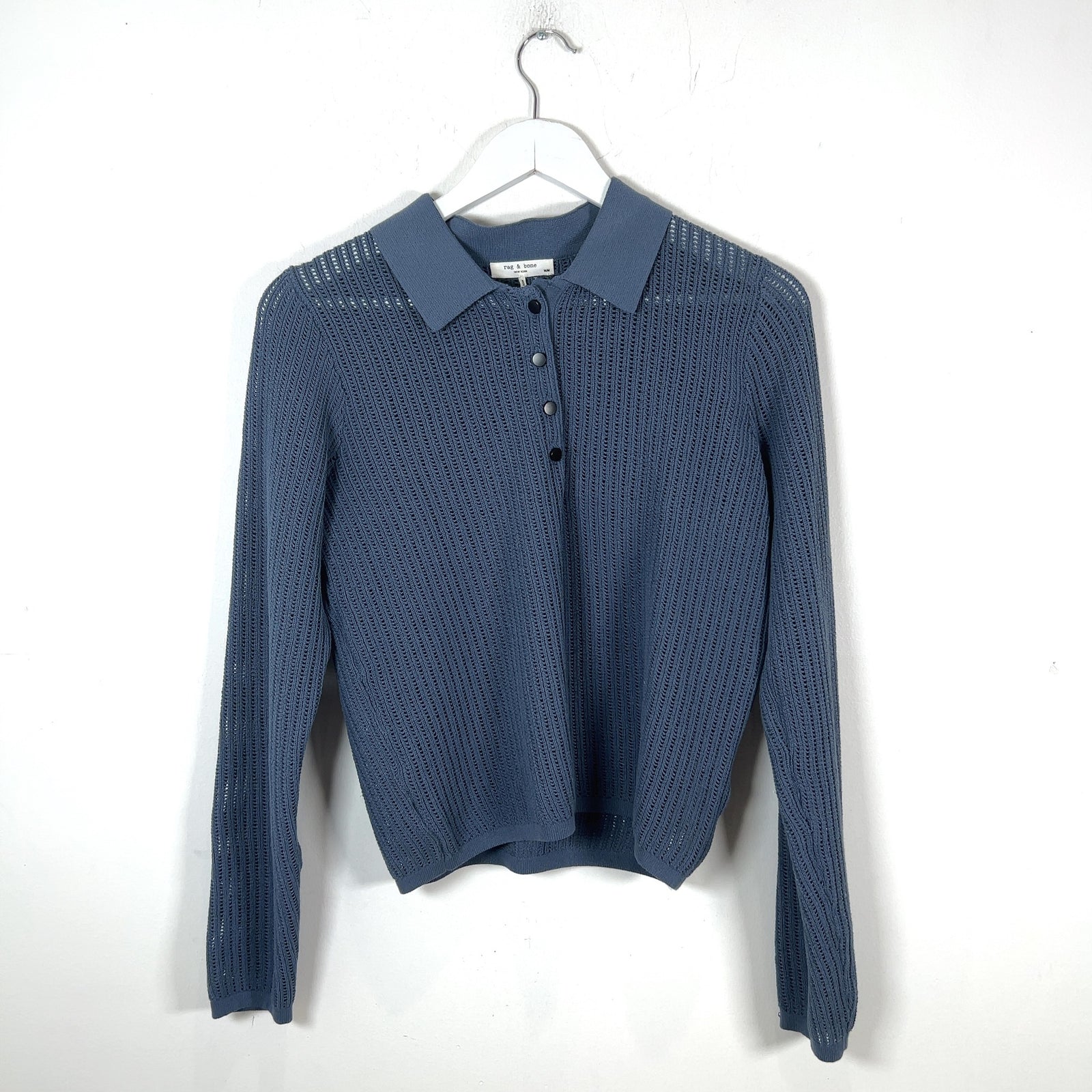 Rag & Bone Knitted Cropped Button-Up Polo Shirt