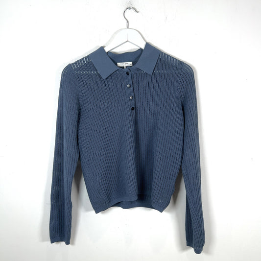 Rag & Bone Knitted Cropped Button-Up Polo Shirt
