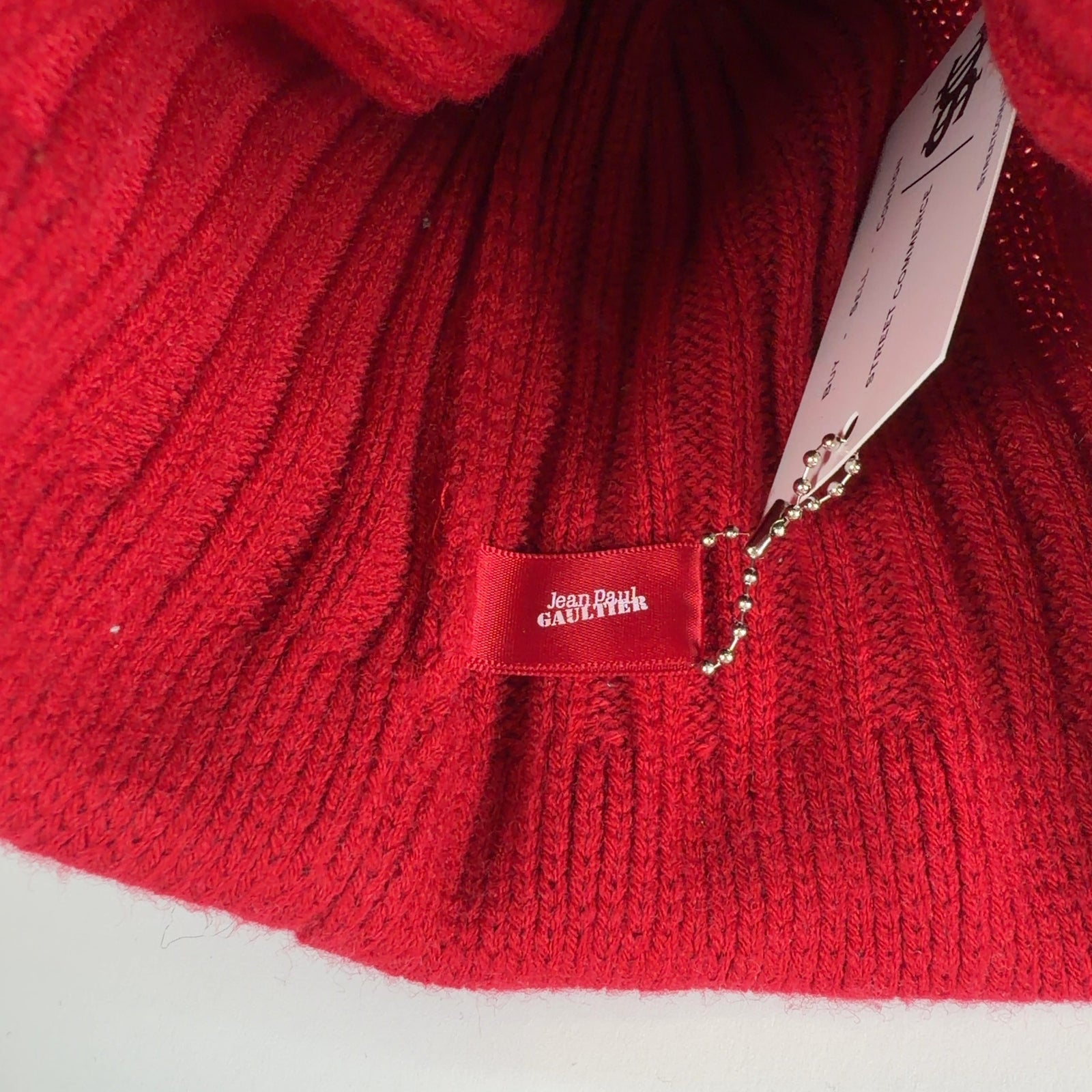 Jean Paul Gaultier Ribbed ”I Heart Gautier” Pom Pom Beanie