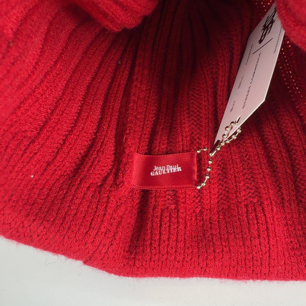 Jean Paul Gaultier Ribbed ”I Heart Gautier” Pom Pom Beanie