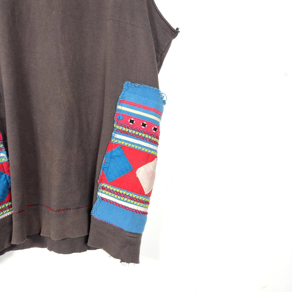 Undercover SS03 Scab Afghan Patch Hmong Ethnic Embroidered Sleeveless T-Shirt