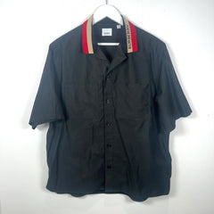 Burberry Striped Collar Logo Button-Up Shirt