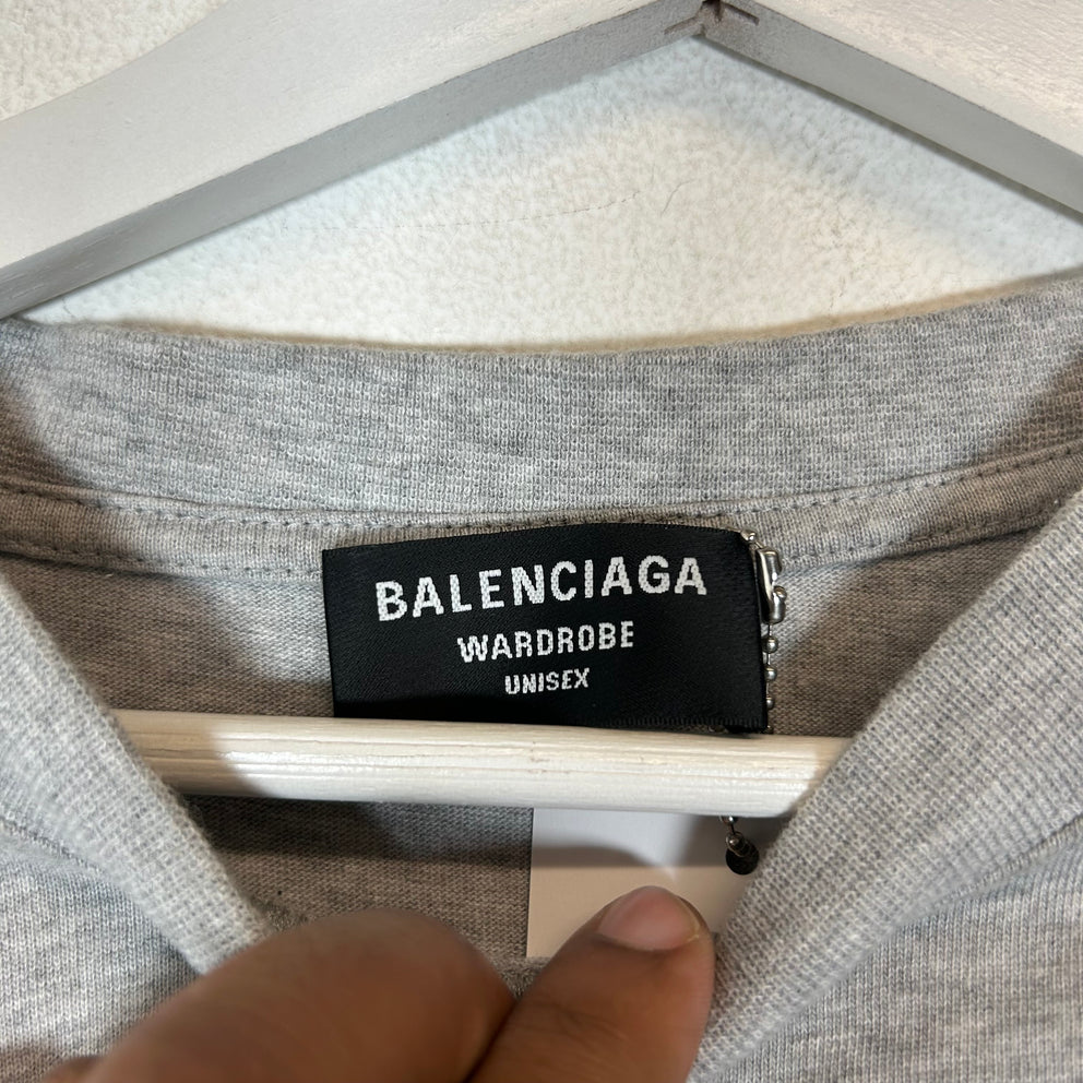 Balenciaga Grey Campaign Logo T-Shirt Size L