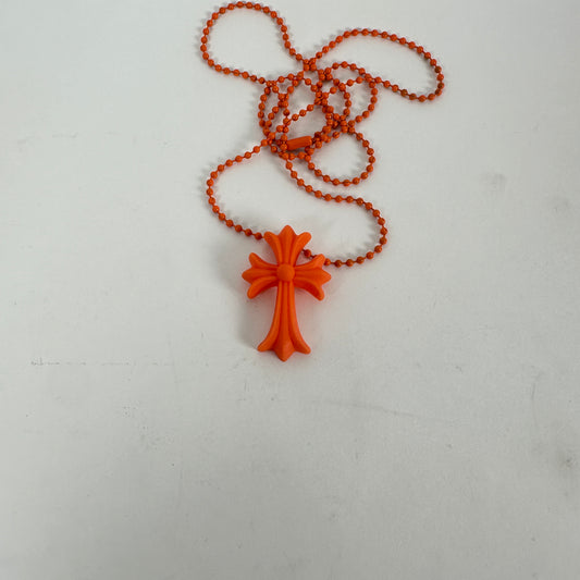 Chrome Hearts Orange Silicone Cross Necklace