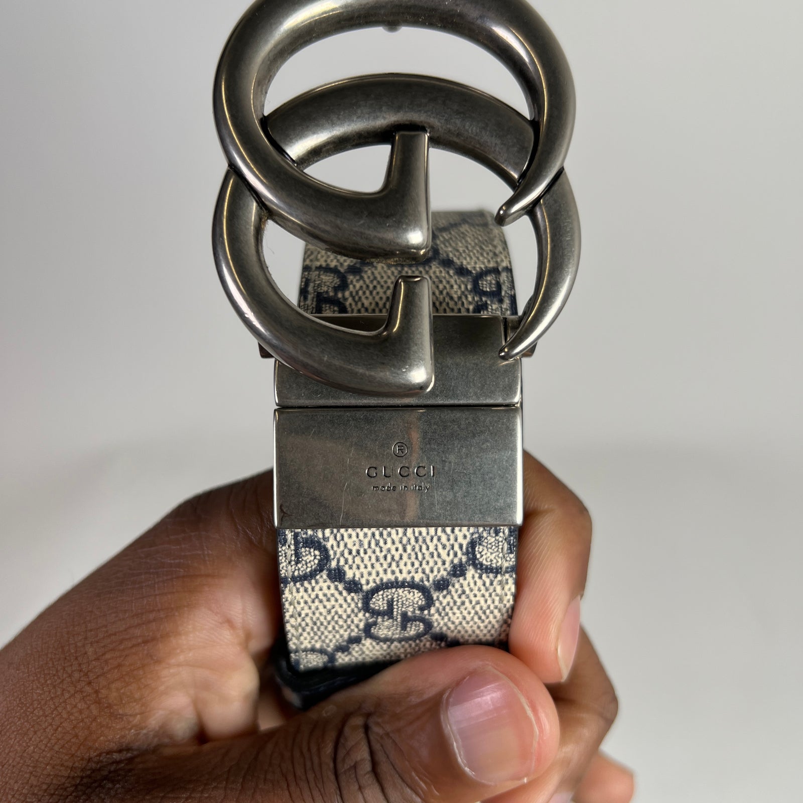 Gucci Silver GG Marmont Reversible Belt