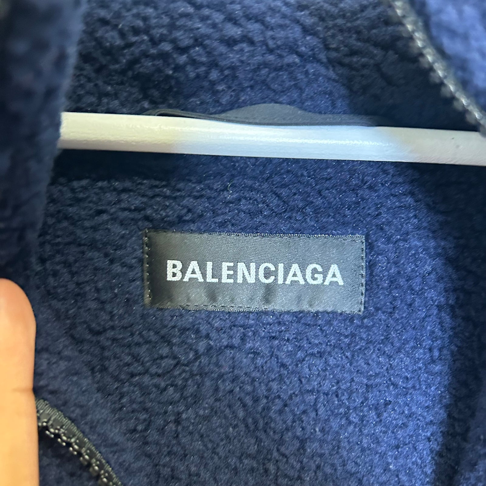 Balenciaga Navy Sherpa Half Zip Jacket Size 48