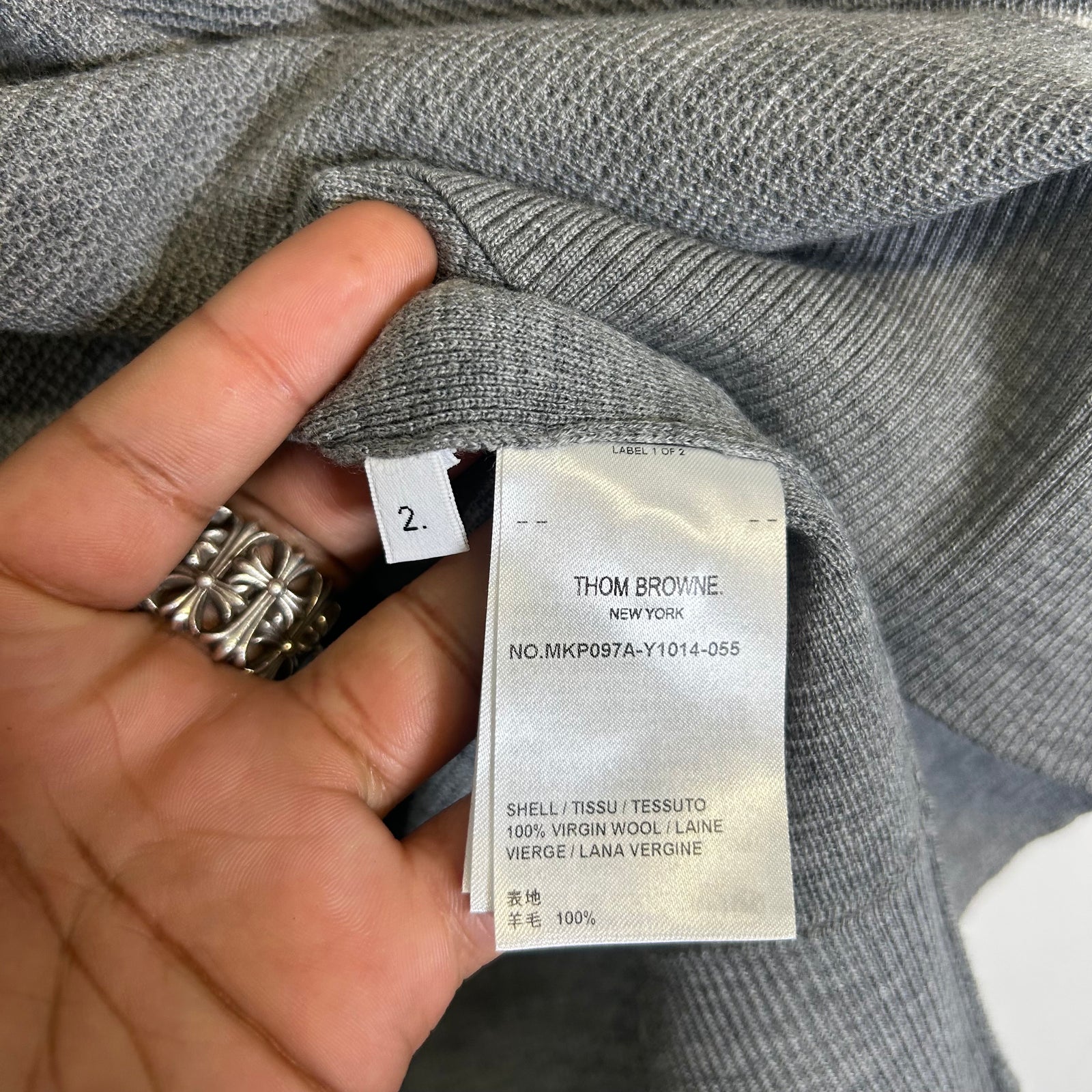 Thom Browne Grey 4 Bar Knit Polo Size 2