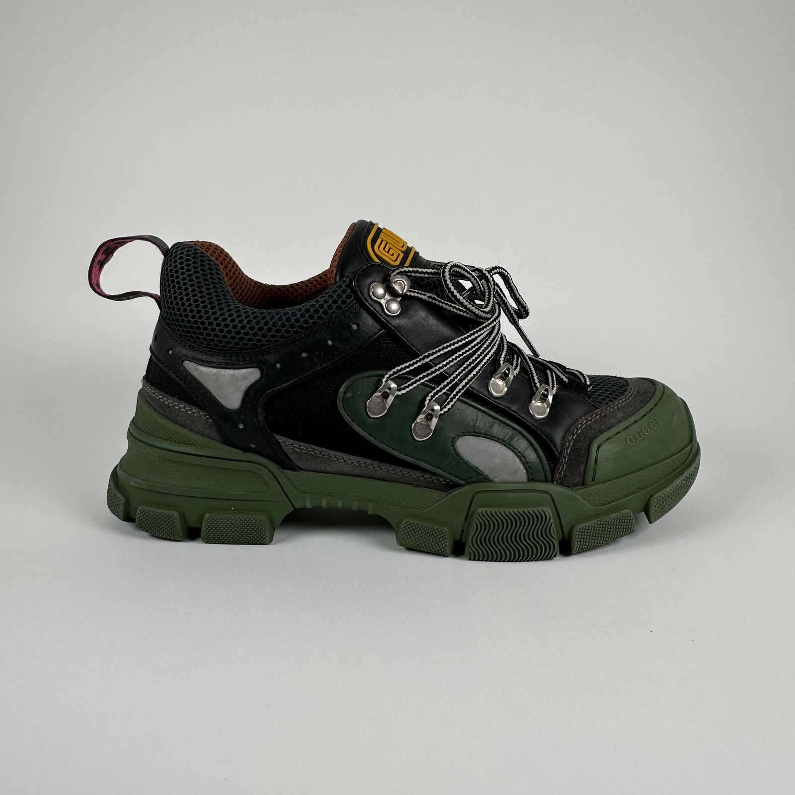 Gucci Green/Black Flashtrek Low-Top Sneakers Size 8.5