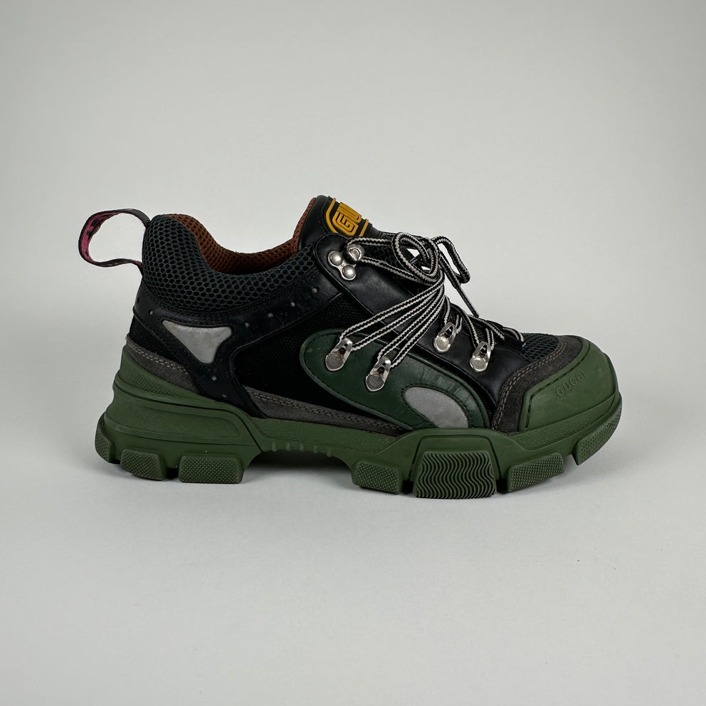 Gucci Green/Black Flashtrek Low-Top Sneakers Size 8.5