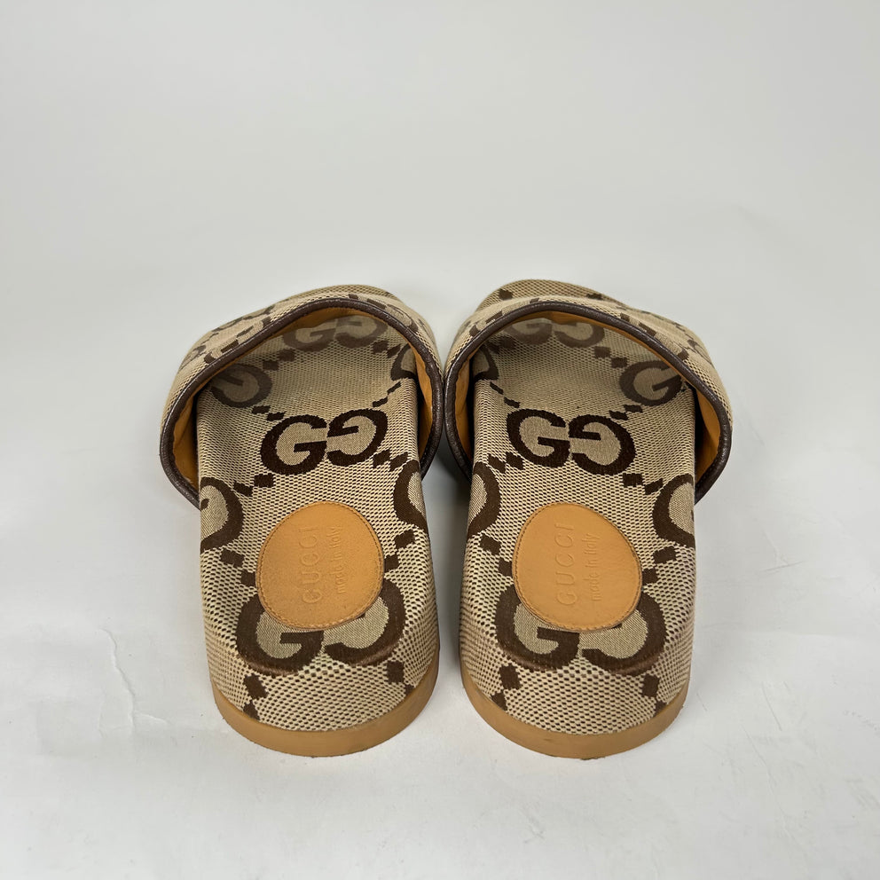 Gucci Beige Maxi GG Canvas Slides Size GG 9