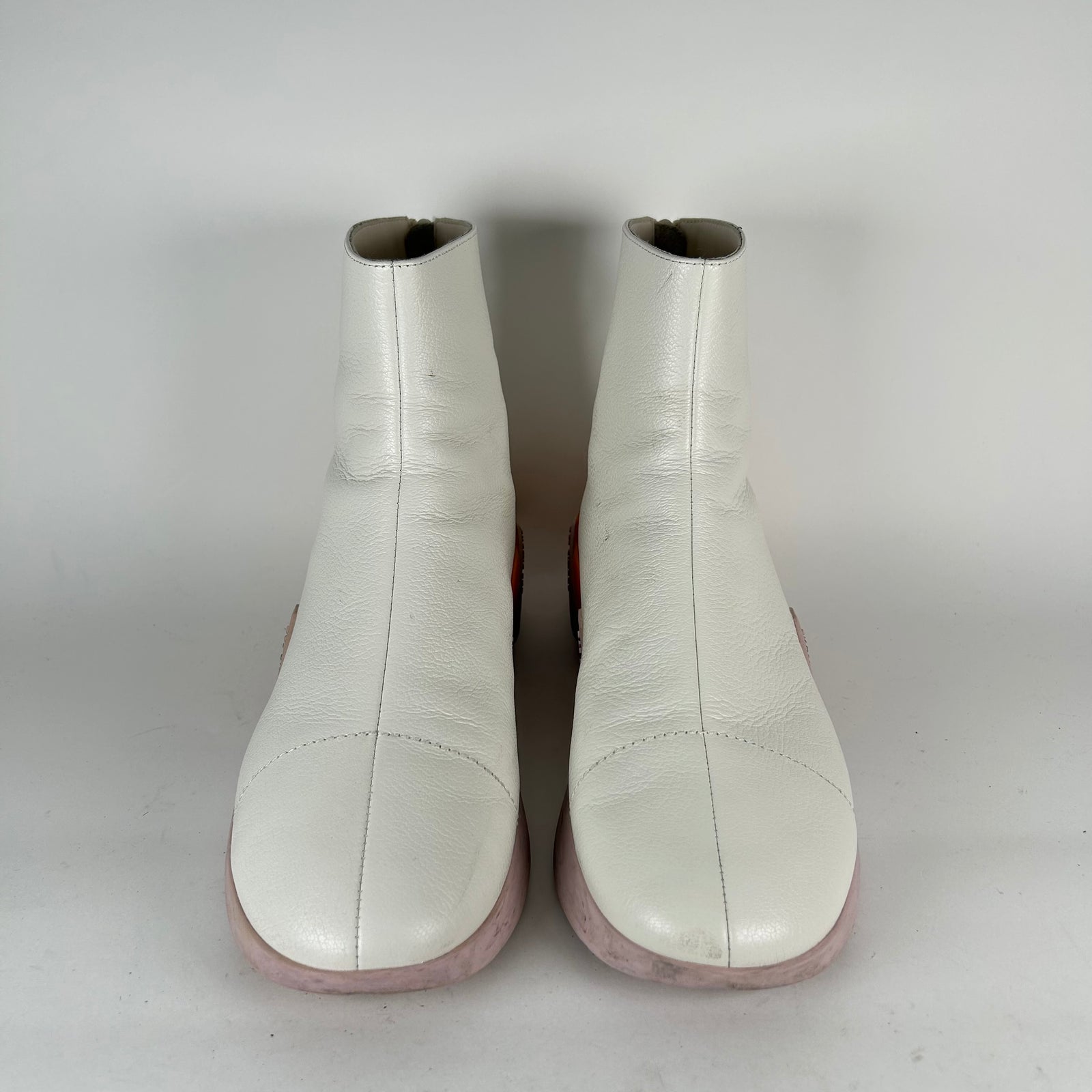 Raf Simon White Leather Back Zip High Runner Size 42