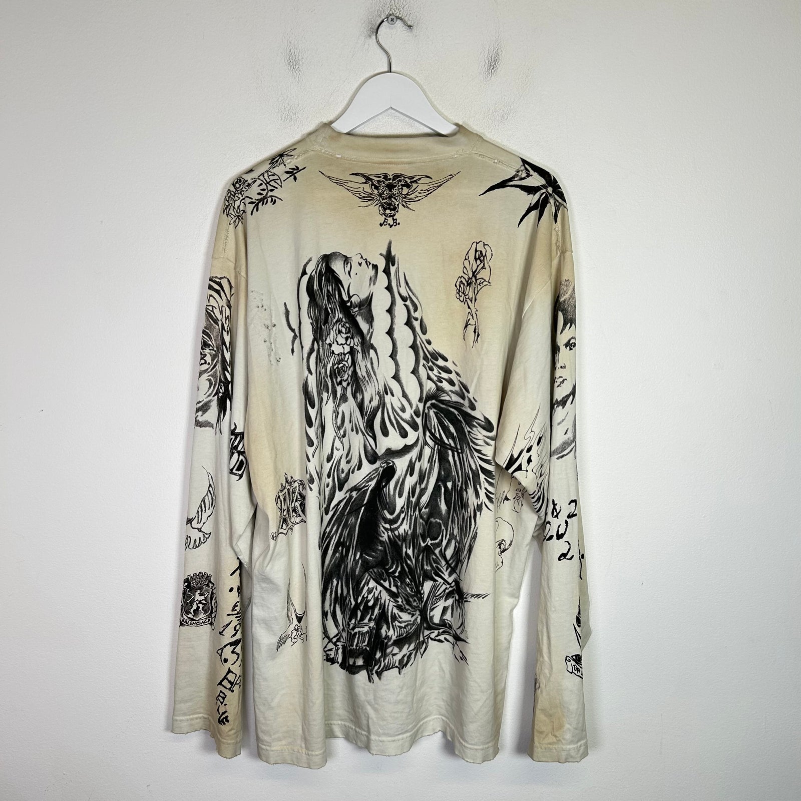 Balenciaga SS24 Tattoo Distressed Longsleeve Shirt