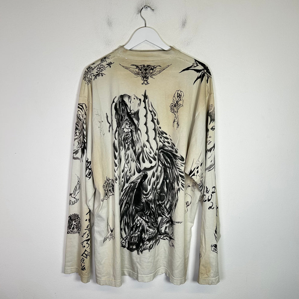 Balenciaga SS24 Tattoo Distressed Longsleeve Shirt