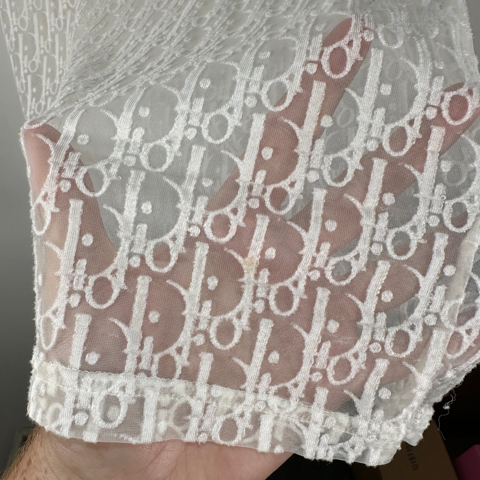 Dior White Oblique Mesh T-Shirt Size Small