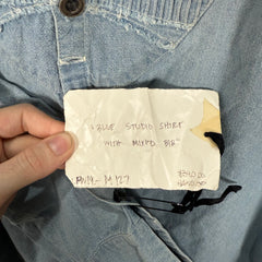 Greg Lauren 'Blue Stuidio Shirt With Mixed Bib' Button Up Shirt Size L