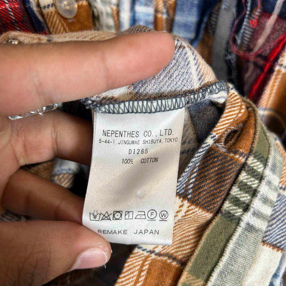 Needles Rebuild Tan Ribbon Flannel Shirt Size L