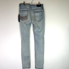Amiri Light Indigo Hibiscus Art Patch Denim Jeans