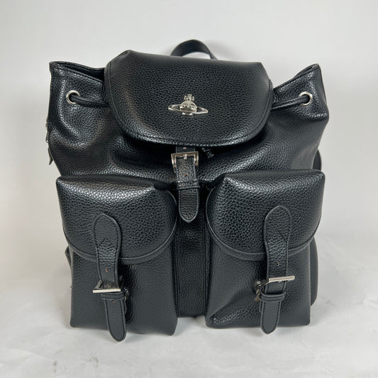 Vivienne Westwood Black Orb Leather Backpack