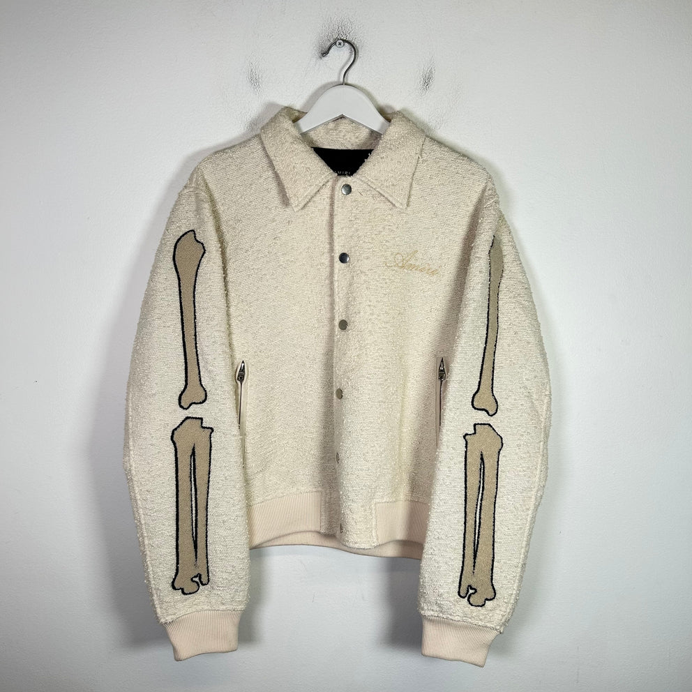 Amiri Boucle Wool Bone Bomber Jacket