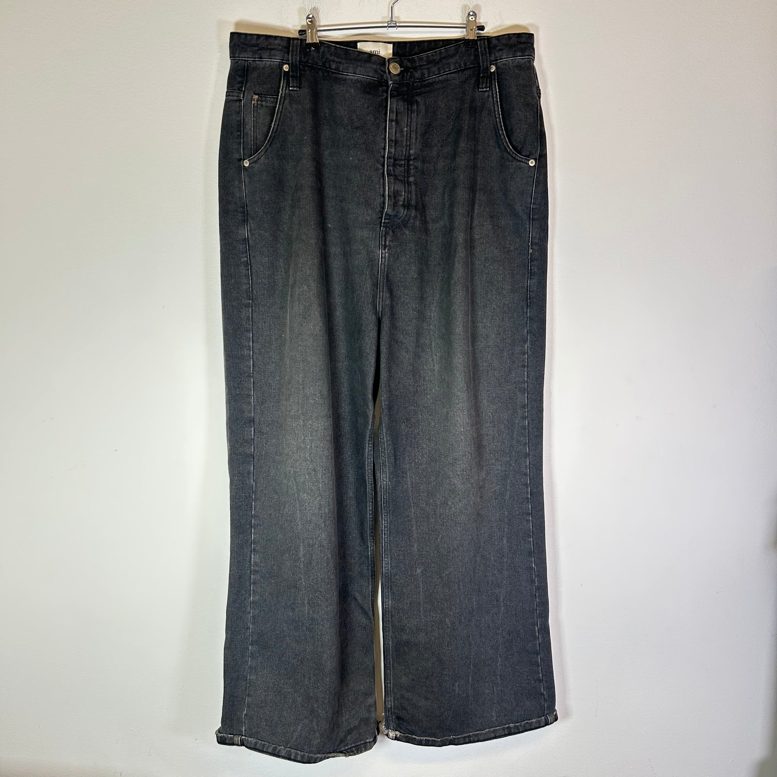 Ami Paris Black Washed Baggy Fit Jeans