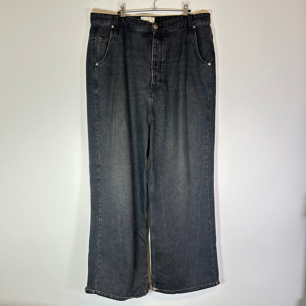 Ami Paris Black Washed Baggy Fit Jeans