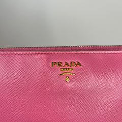 Prada Pink Saffiano Zip-Around Wallet