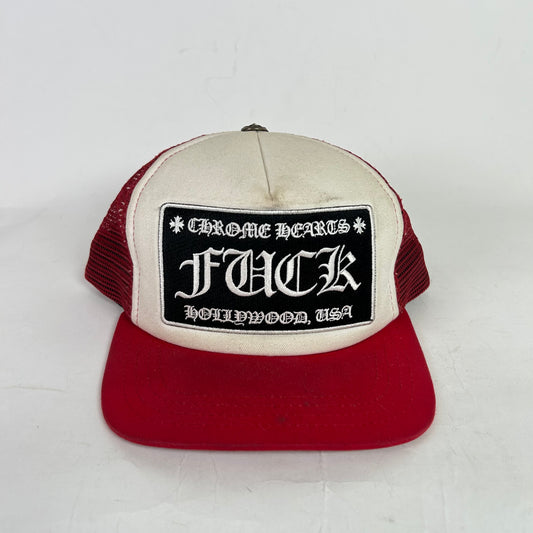 Chrome Hearts Smoked Red Fuck Hollywood Trucker Hat