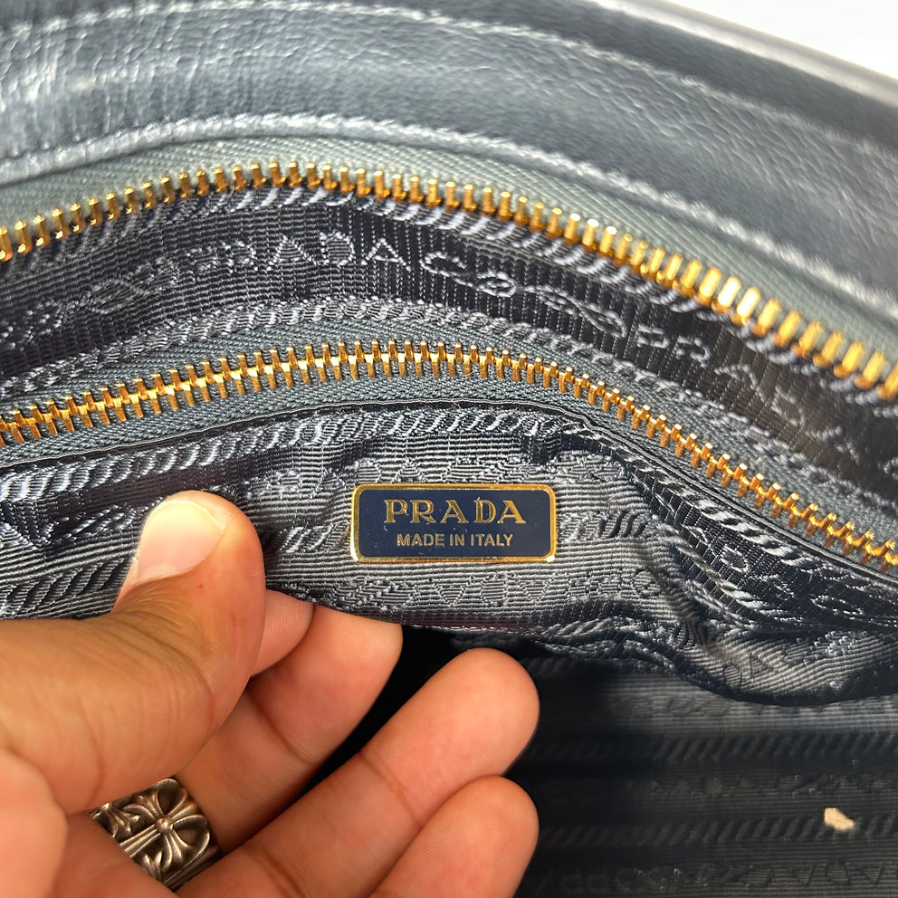 Prada Blue Medium Bonnie Belted Top Handle Bag