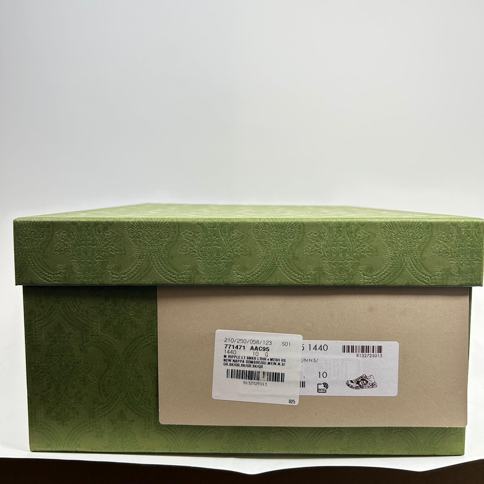 Gucci Grey Interlocking G Ripple Mesh Sneaker Size GG 10