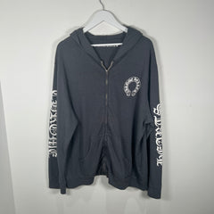 Chrome Hearts Vintage Grey T-Bar Zip-Up Hoodie Size XXL