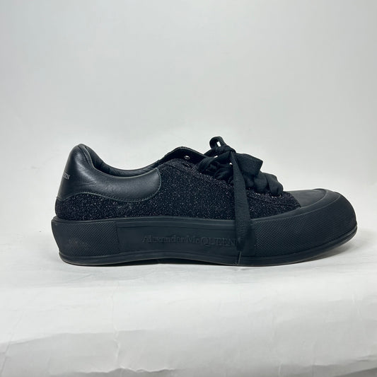 Alexander McQueen Black Glitter Low Sneaker Size 12